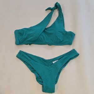 BECCA Asymmetrical Teal Bikini Set